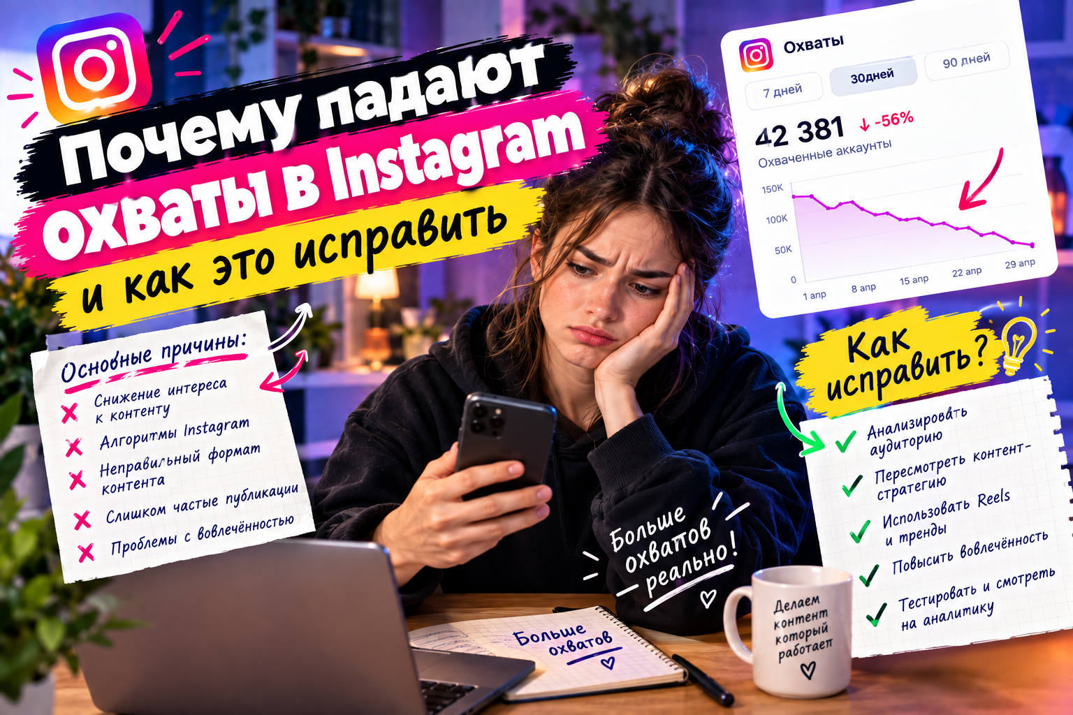 Почему падают охваты в Instagram и как это исправить