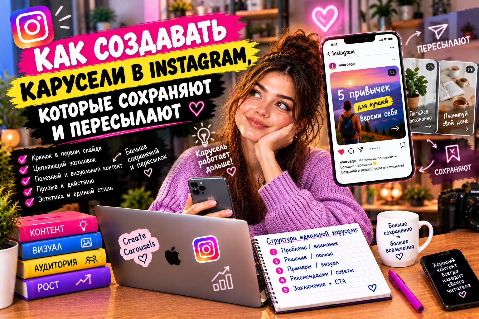 Как создавать карусели в Instagram, которые сохраняют и пересылают